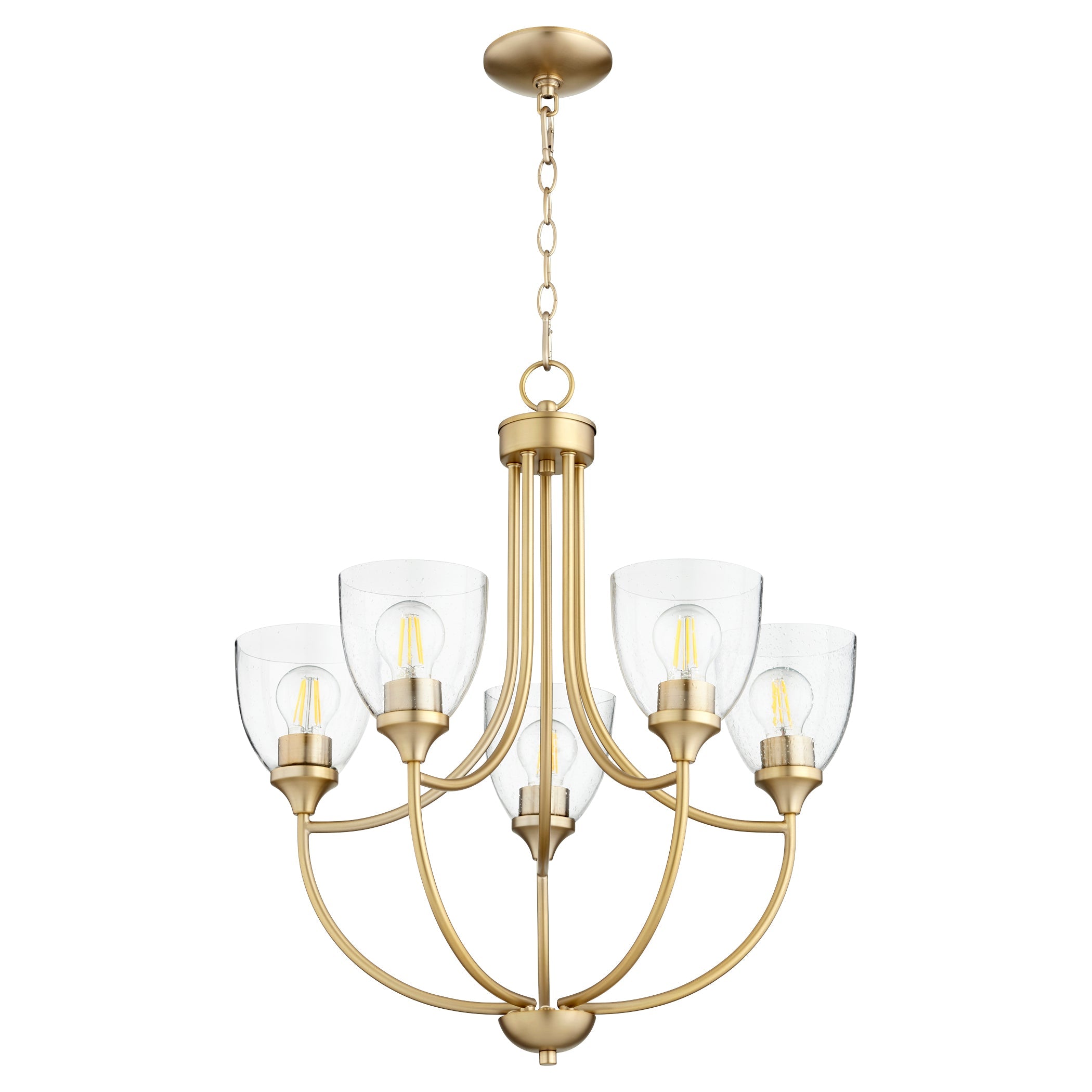 Quorum Enclave 6059-5-280 Chandelier - Aged Brass W/ Clear/seeded