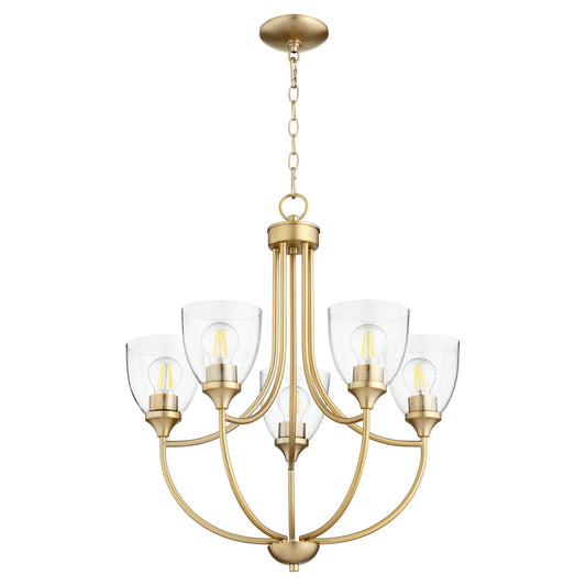 Quorum Enclave 6059-5-280 Chandelier - Aged Brass W/ Clear/seeded