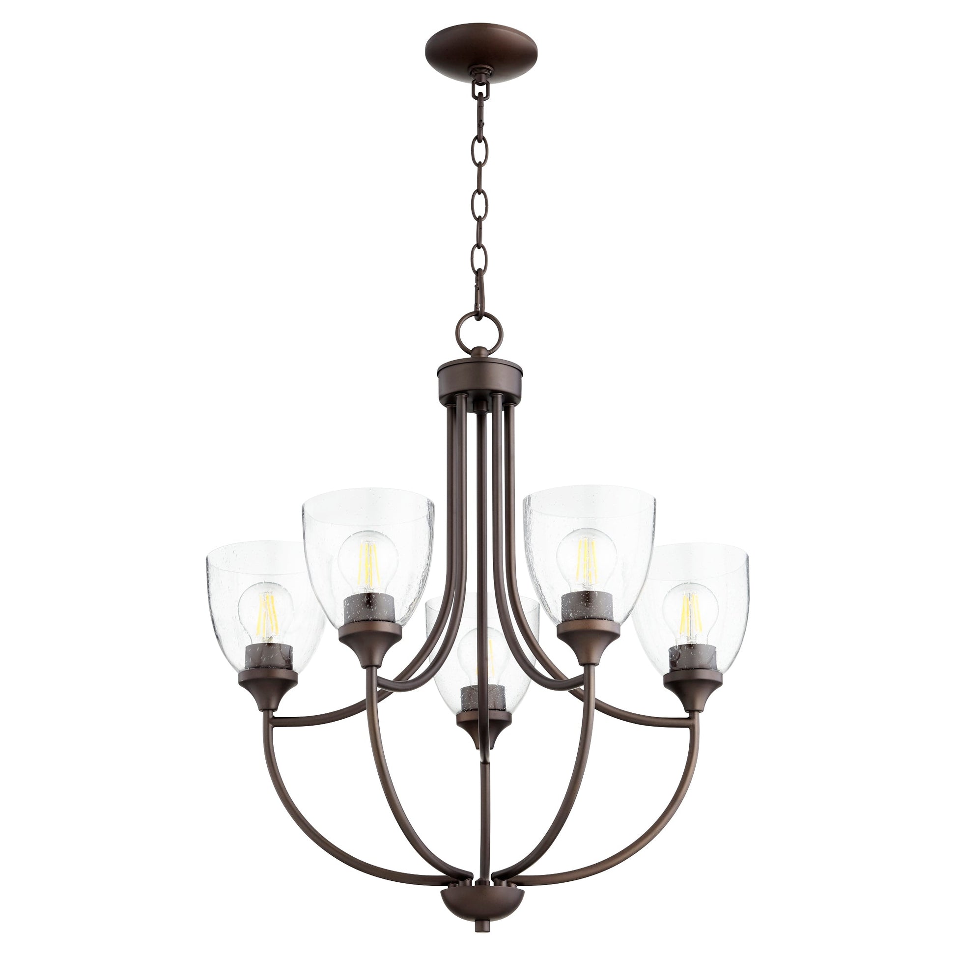 Quorum Enclave 6059-5-286 Chandelier - Oiled Bronze W/ Clear/seeded
