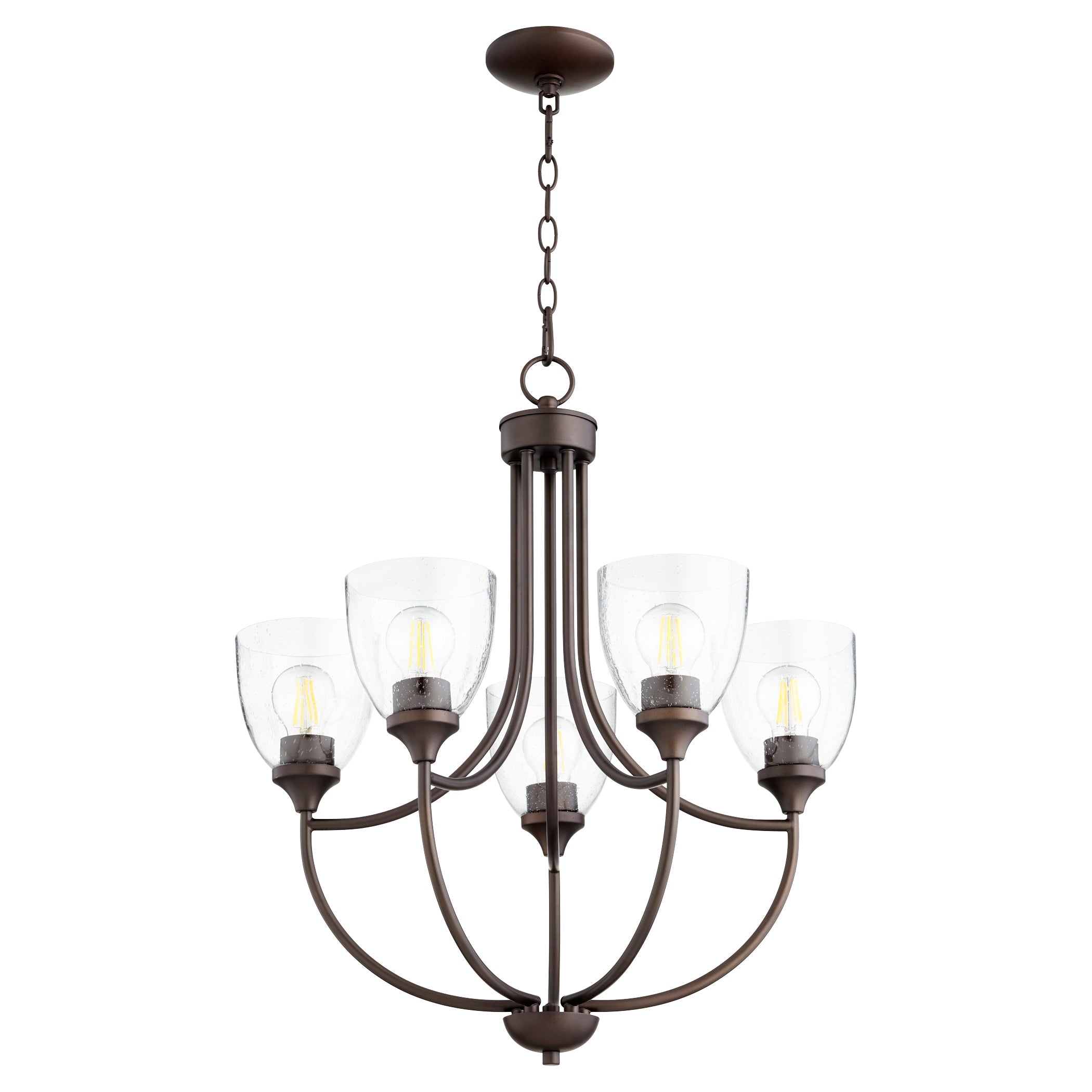 Quorum Enclave 6059-5-286 Chandelier - Oiled Bronze W/ Clear/seeded