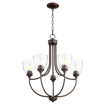 Quorum Enclave 6059-5-286 Chandelier - Oiled Bronze W/ Clear/seeded