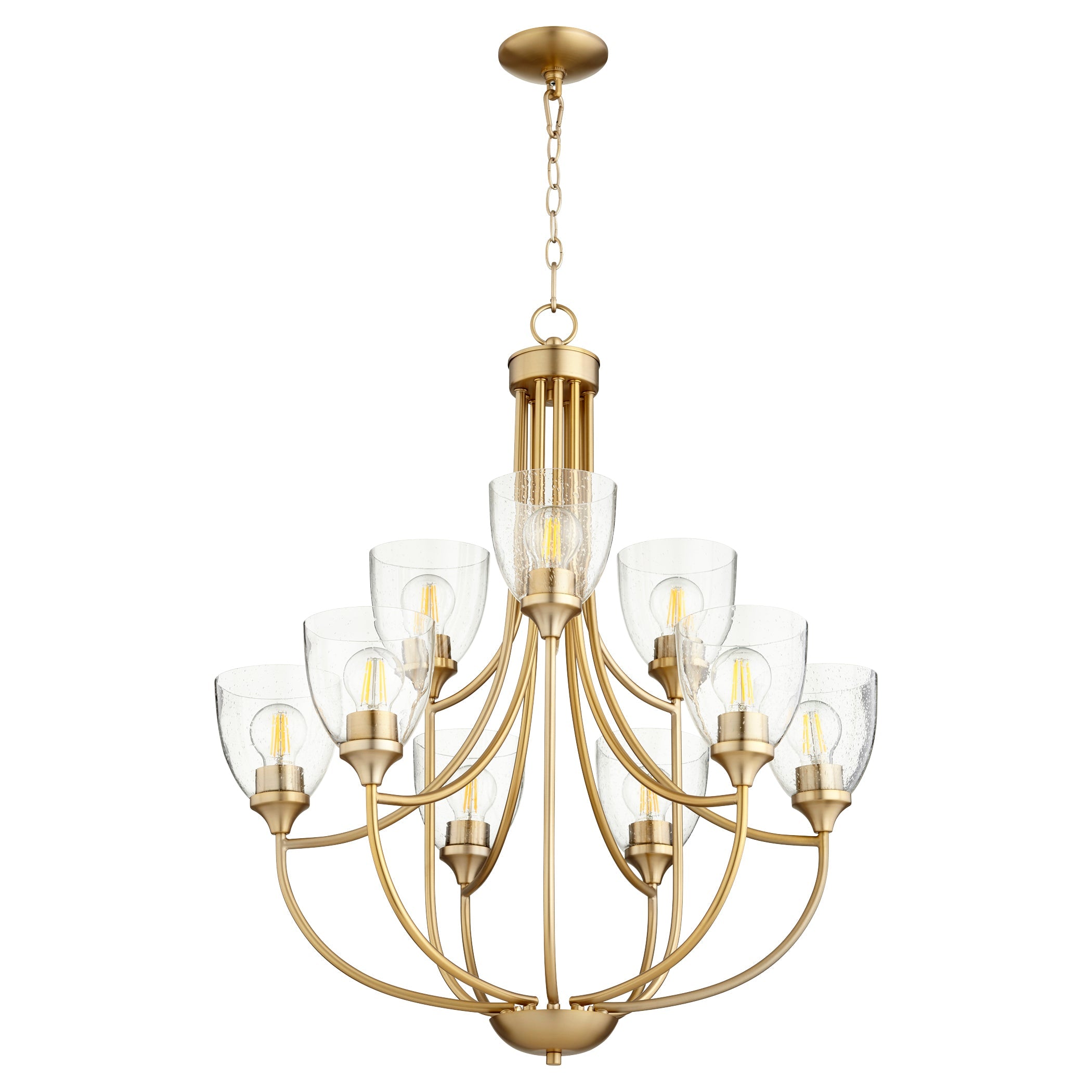 Quorum Enclave 6059-9-280 Chandelier - Aged Brass W/ Clear/seeded