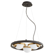 Quorum Nimbus 606-3-6980 Chandelier - Textured Black W/ Aged Brass