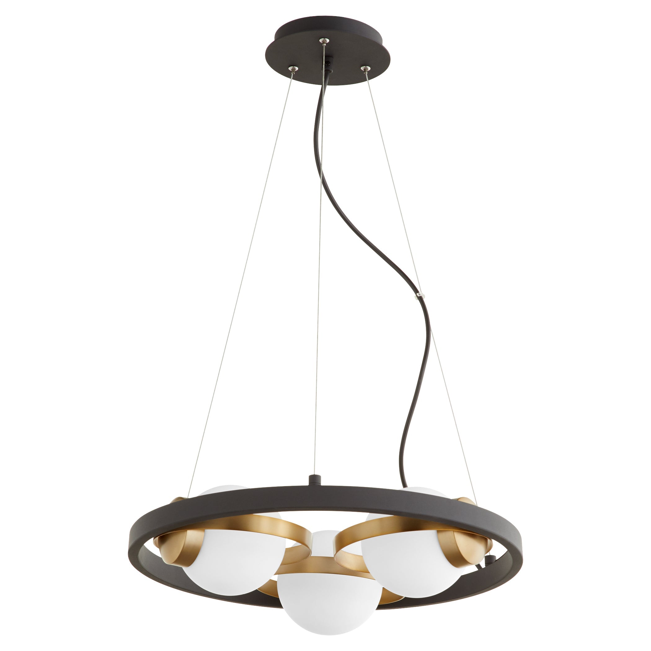 Quorum Nimbus 606-3-6980 Chandelier - Textured Black W/ Aged Brass