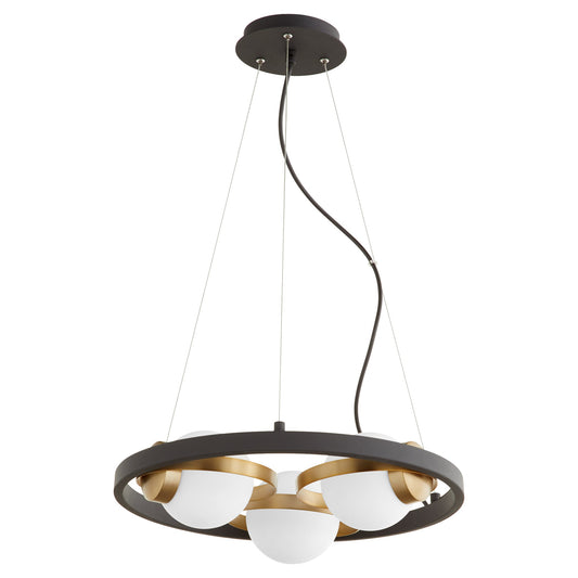 Quorum Nimbus 606-3-6980 Chandelier - Textured Black W/ Aged Brass