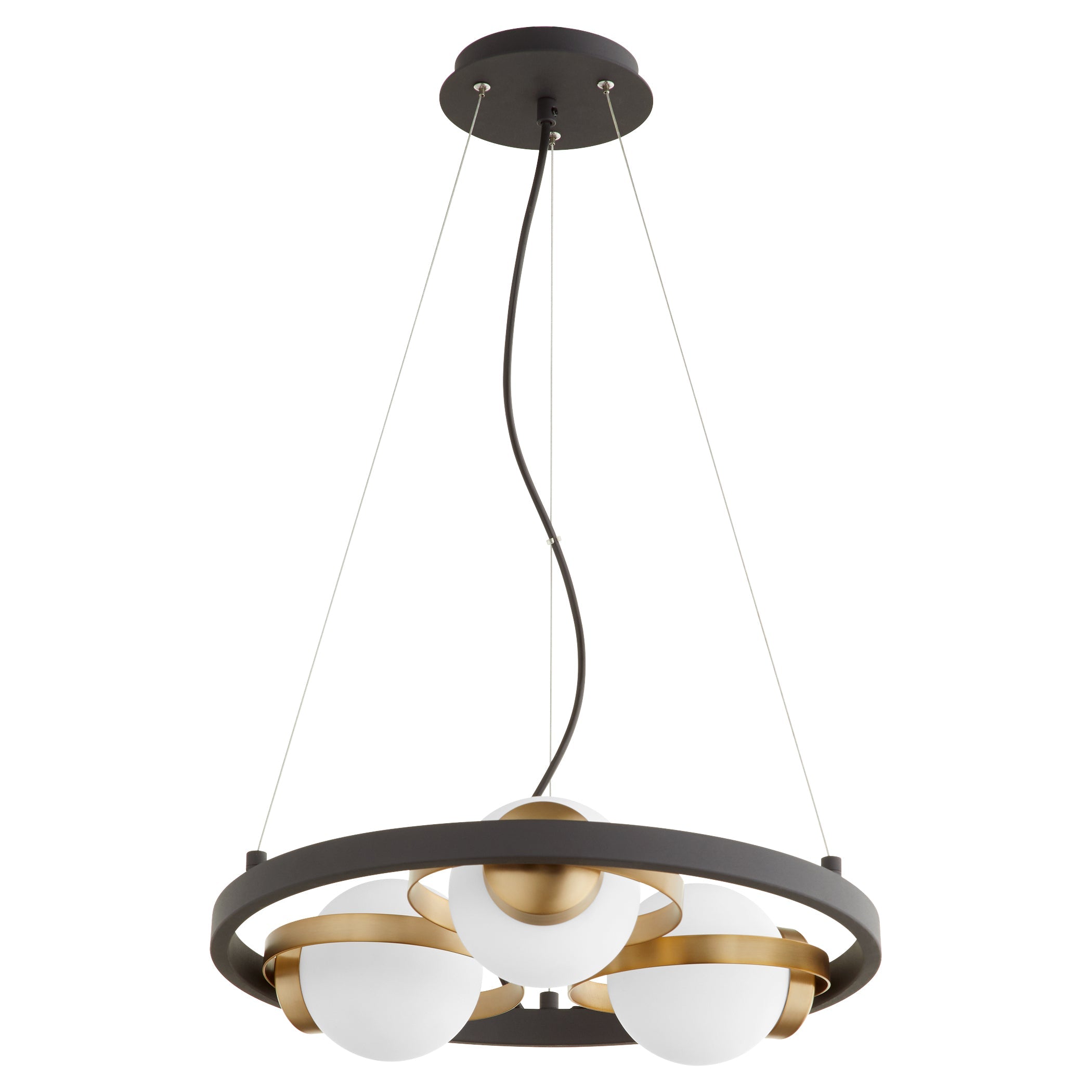 Quorum Nimbus 606-3-6980 Chandelier - Textured Black W/ Aged Brass
