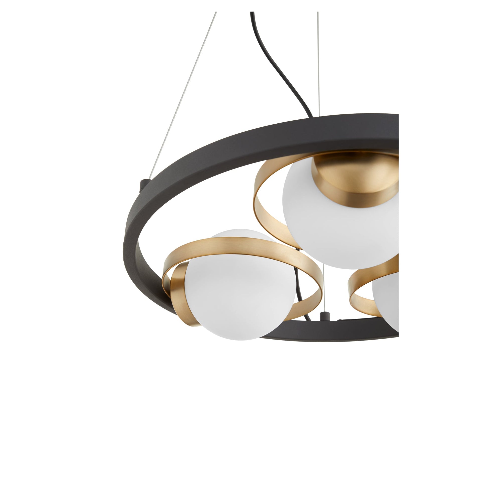 Quorum Nimbus 606-3-6980 Chandelier - Textured Black W/ Aged Brass