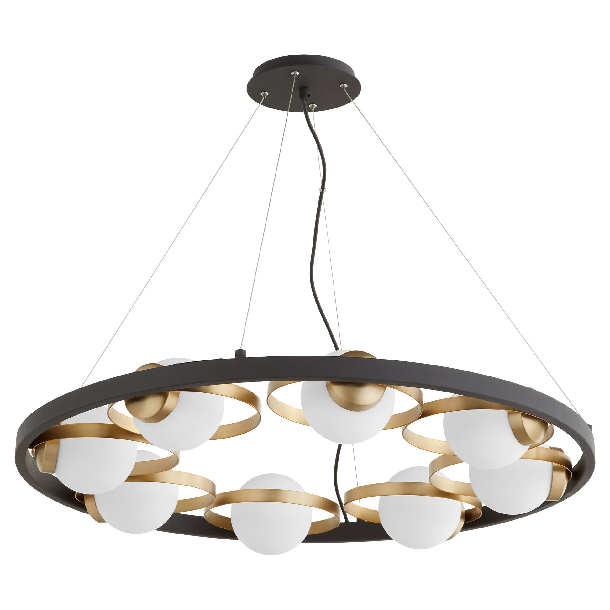 Quorum Nimbus 606-8-6980 Chandelier - Textured Black W/ Aged Brass