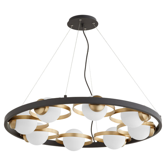 Quorum Nimbus 606-8-6980 Chandelier - Textured Black W/ Aged Brass