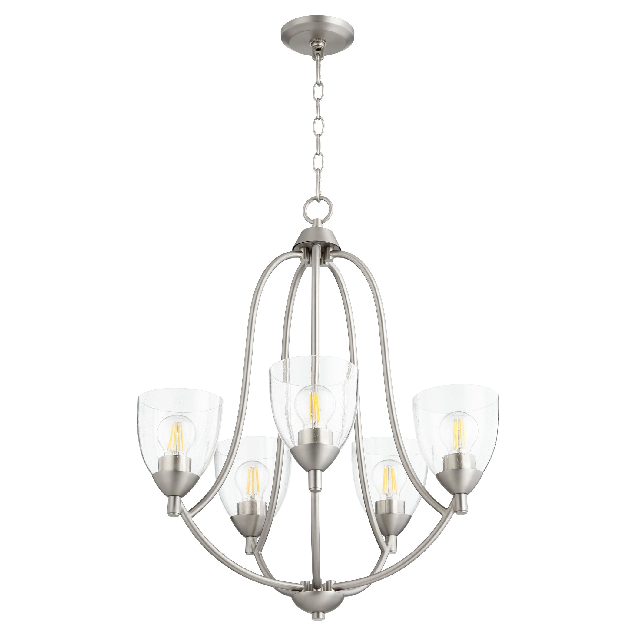 Quorum Barkley 6069-5-265 Chandelier - Satin Nickel W/ Clear/seeded