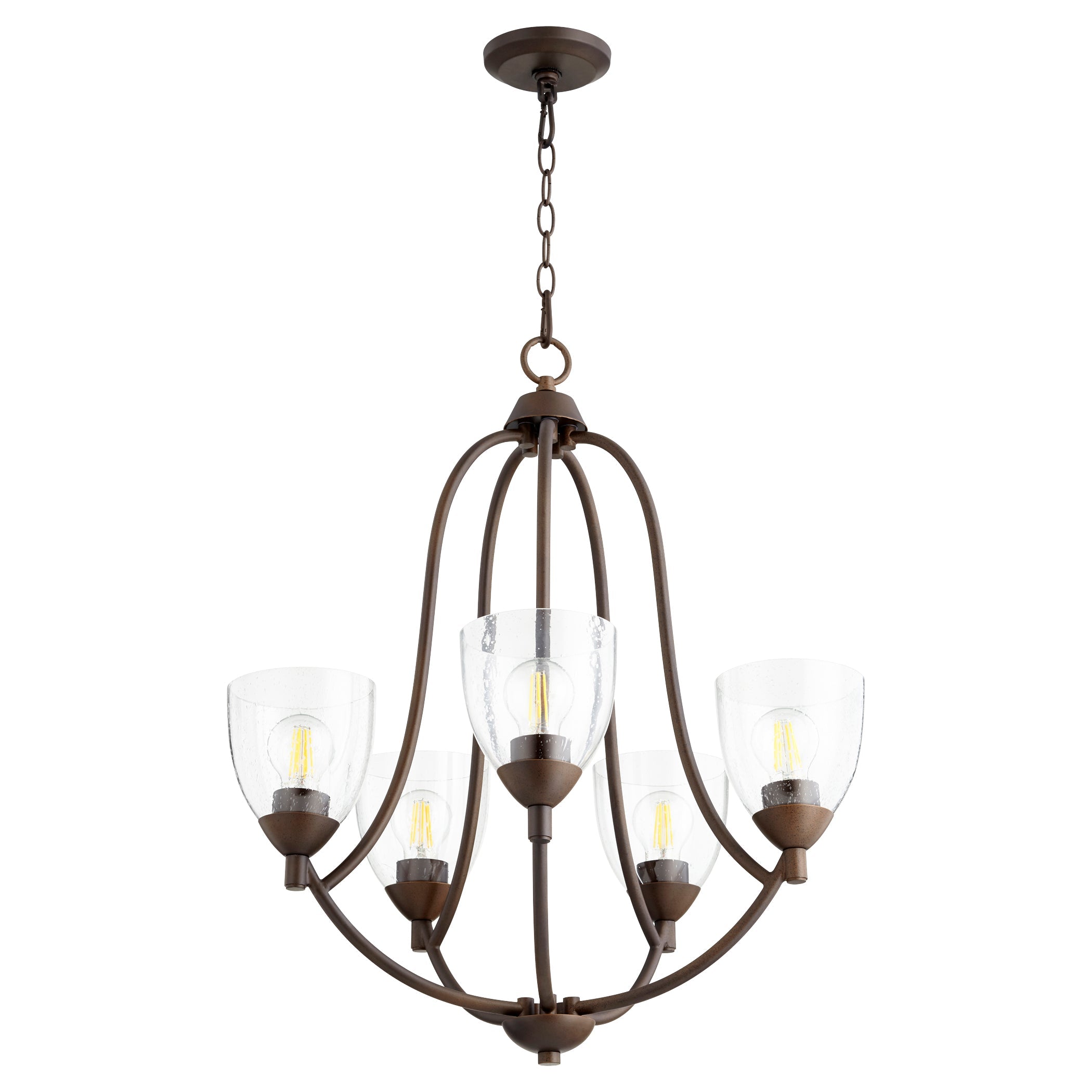 Quorum Barkley 6069-5-286 Chandelier - Oiled Bronze W/ Clear/seeded