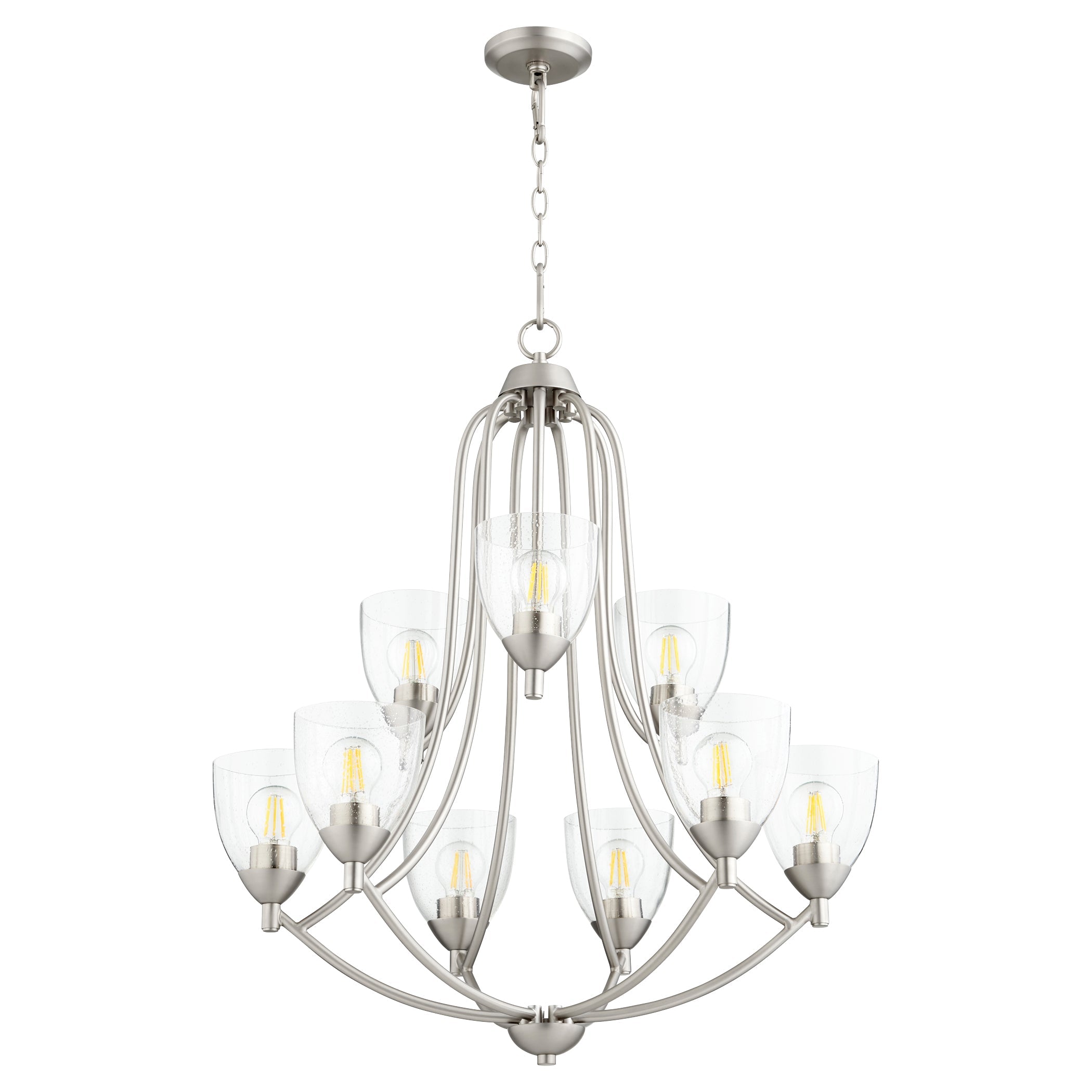 Quorum Barkley 6069-9-265 Chandelier - Satin Nickel W/ Clear/seeded