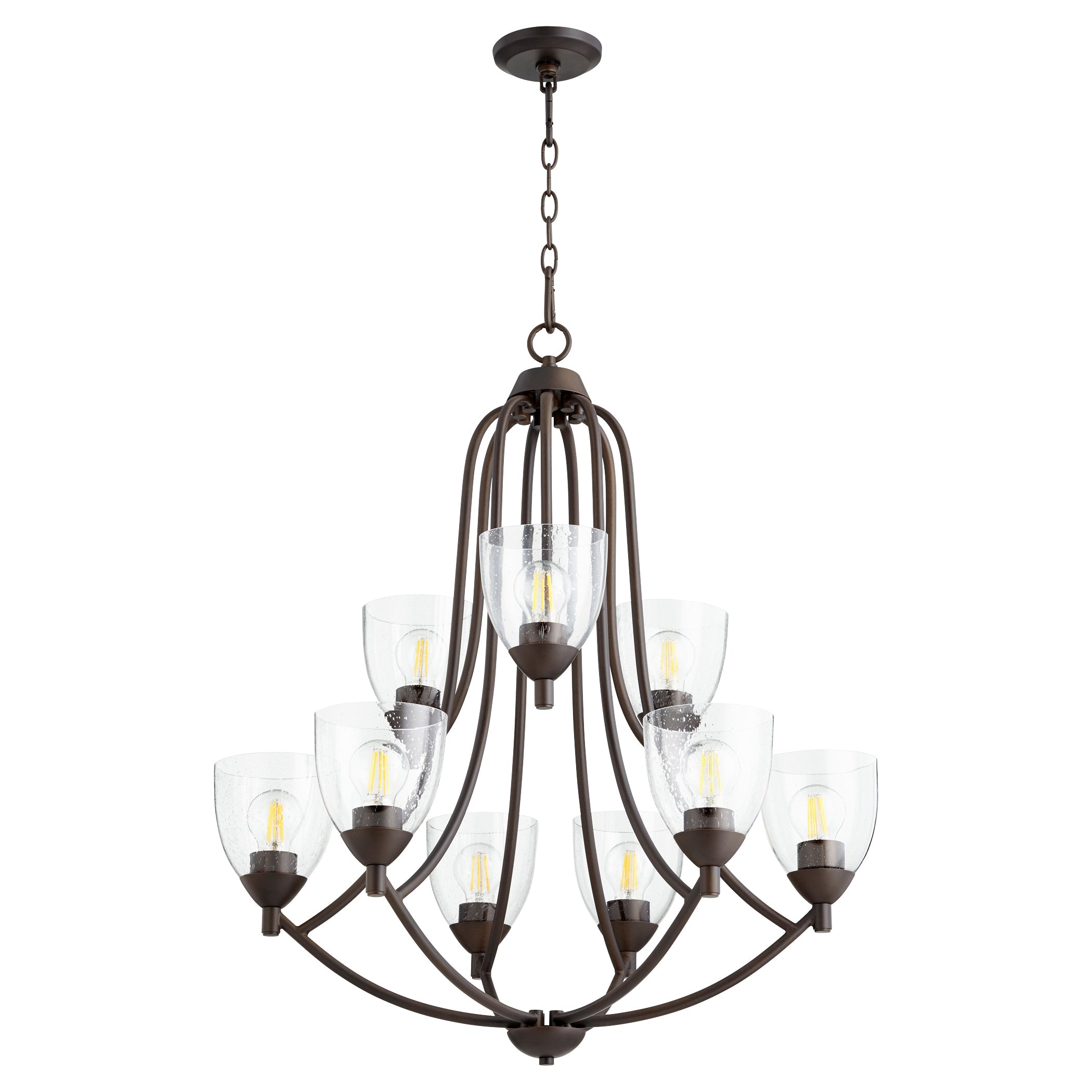 Quorum Barkley 6069-9-286 Chandelier - Oiled Bronze W/ Clear/seeded