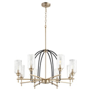 Quorum Espy 607-8-6980 Chandelier - Textured Black W/ Aged Brass