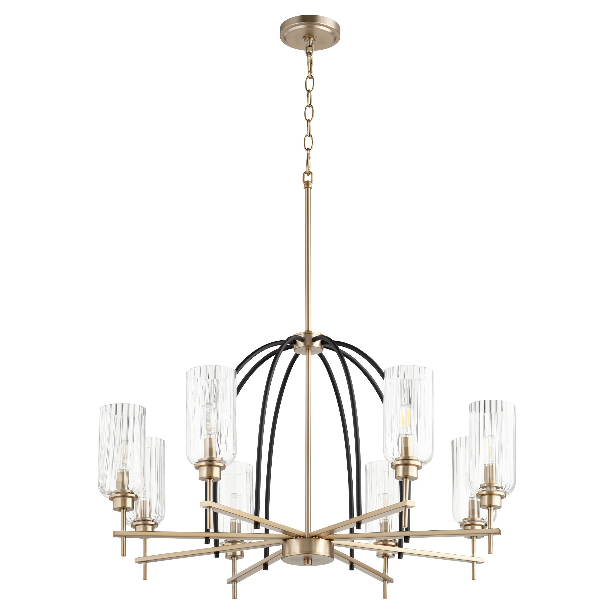 Quorum Espy 607-8-6980 Chandelier - Textured Black W/ Aged Brass