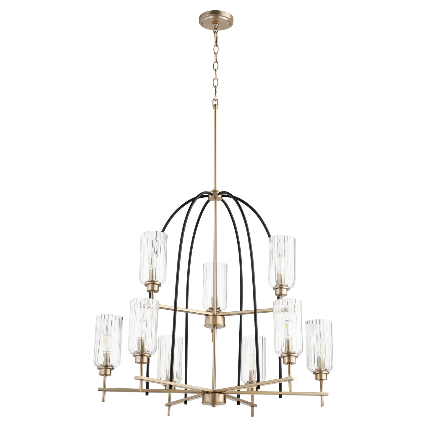 Quorum Espy 607-9-6980 Chandelier - Textured Black W/ Aged Brass
