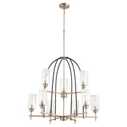 Quorum Espy 607-9-6980 Chandelier - Textured Black W/ Aged Brass