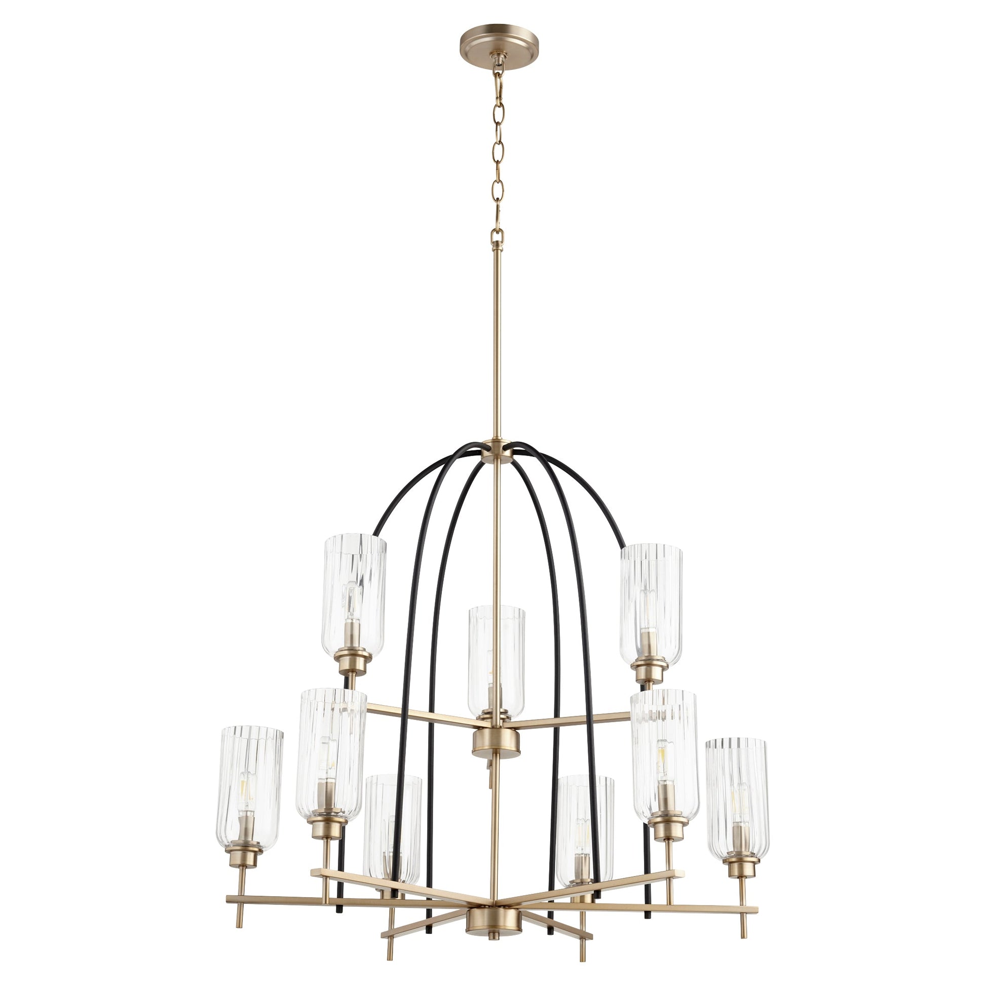 Quorum Espy 607-9-6980 Chandelier - Textured Black W/ Aged Brass