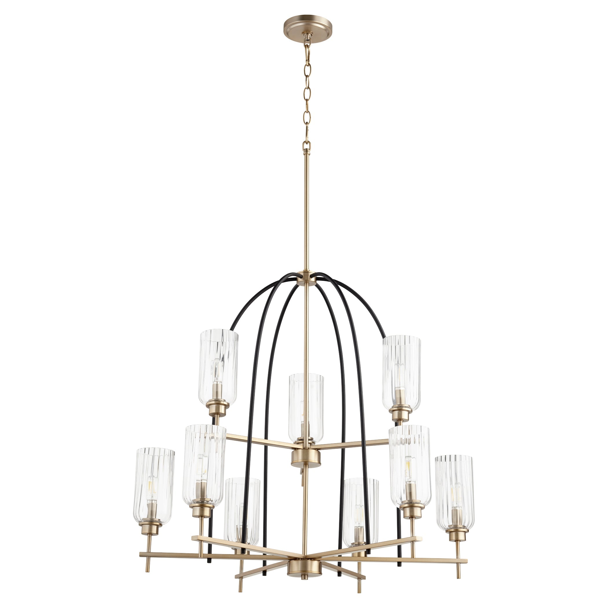 Quorum Espy 607-9-6980 Chandelier - Textured Black W/ Aged Brass