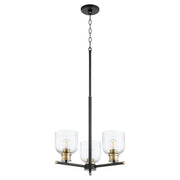 Quorum Monarch 610-3-6980 Chandelier - Textured Black W/ Aged Brass