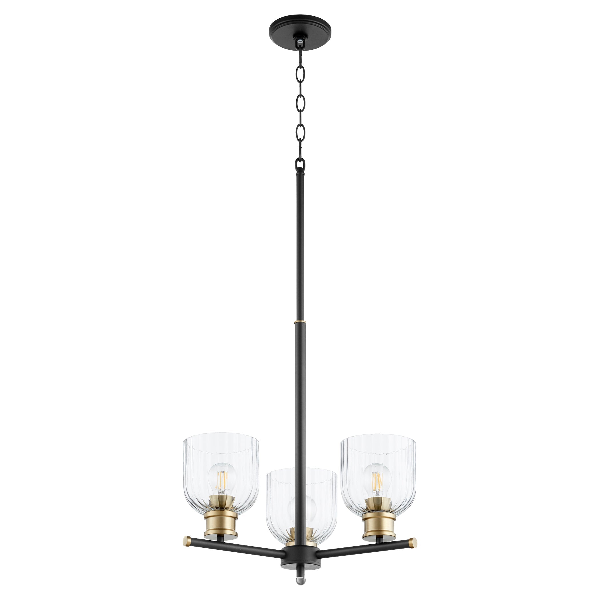 Quorum Monarch 610-3-6980 Chandelier - Textured Black W/ Aged Brass
