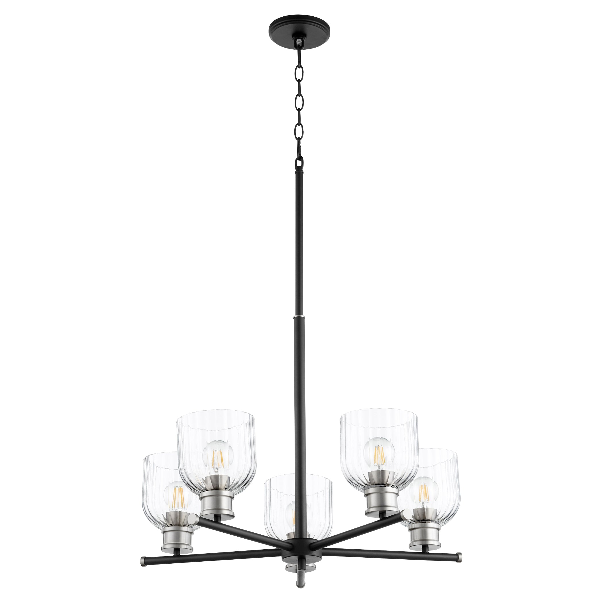 Quorum Monarch 610-5-6965 Chandelier - Textured Black W/ Satin Nickel