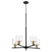 Quorum Monarch 610-5-6980 Chandelier - Textured Black W/ Aged Brass