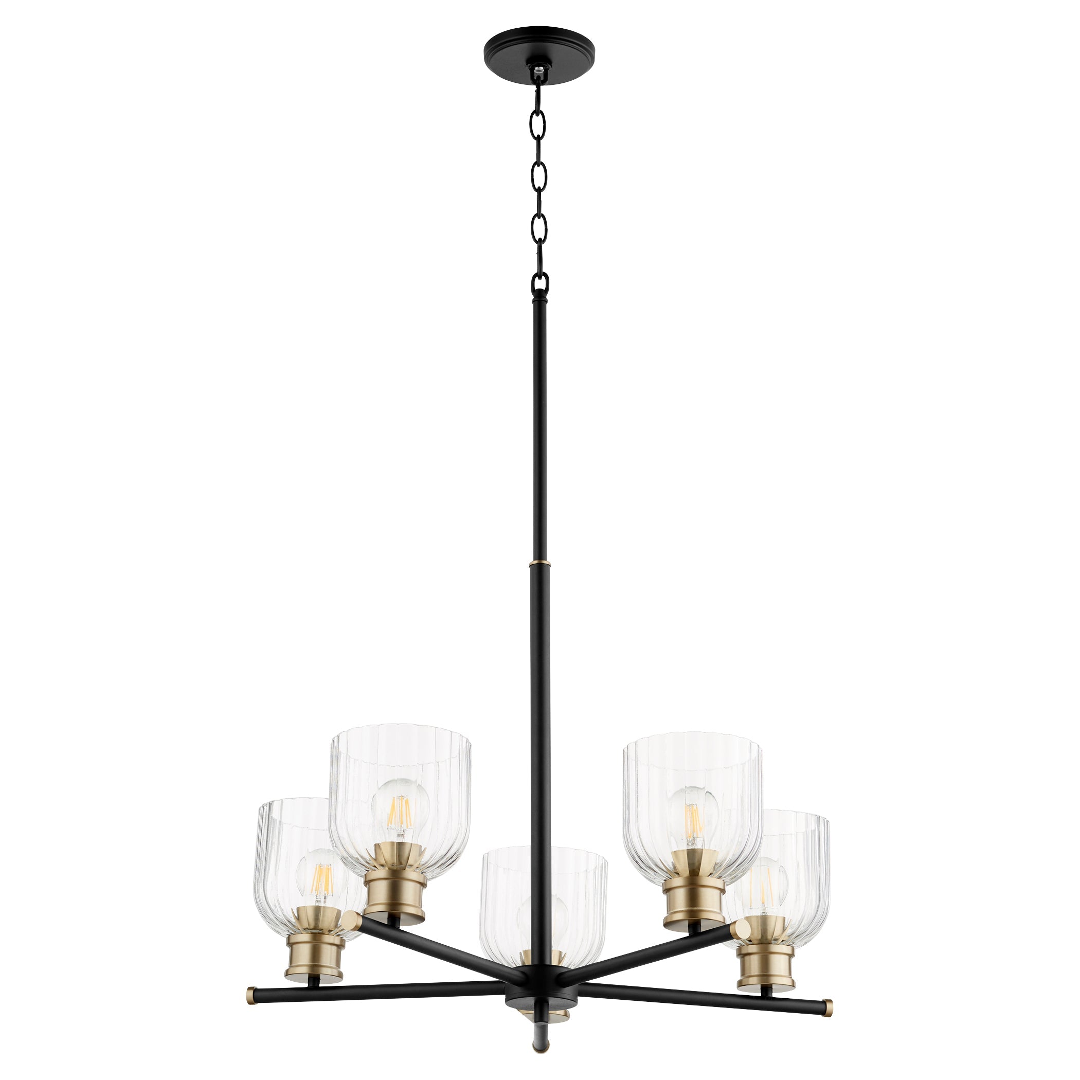 Quorum Monarch 610-5-6980 Chandelier - Textured Black W/ Aged Brass