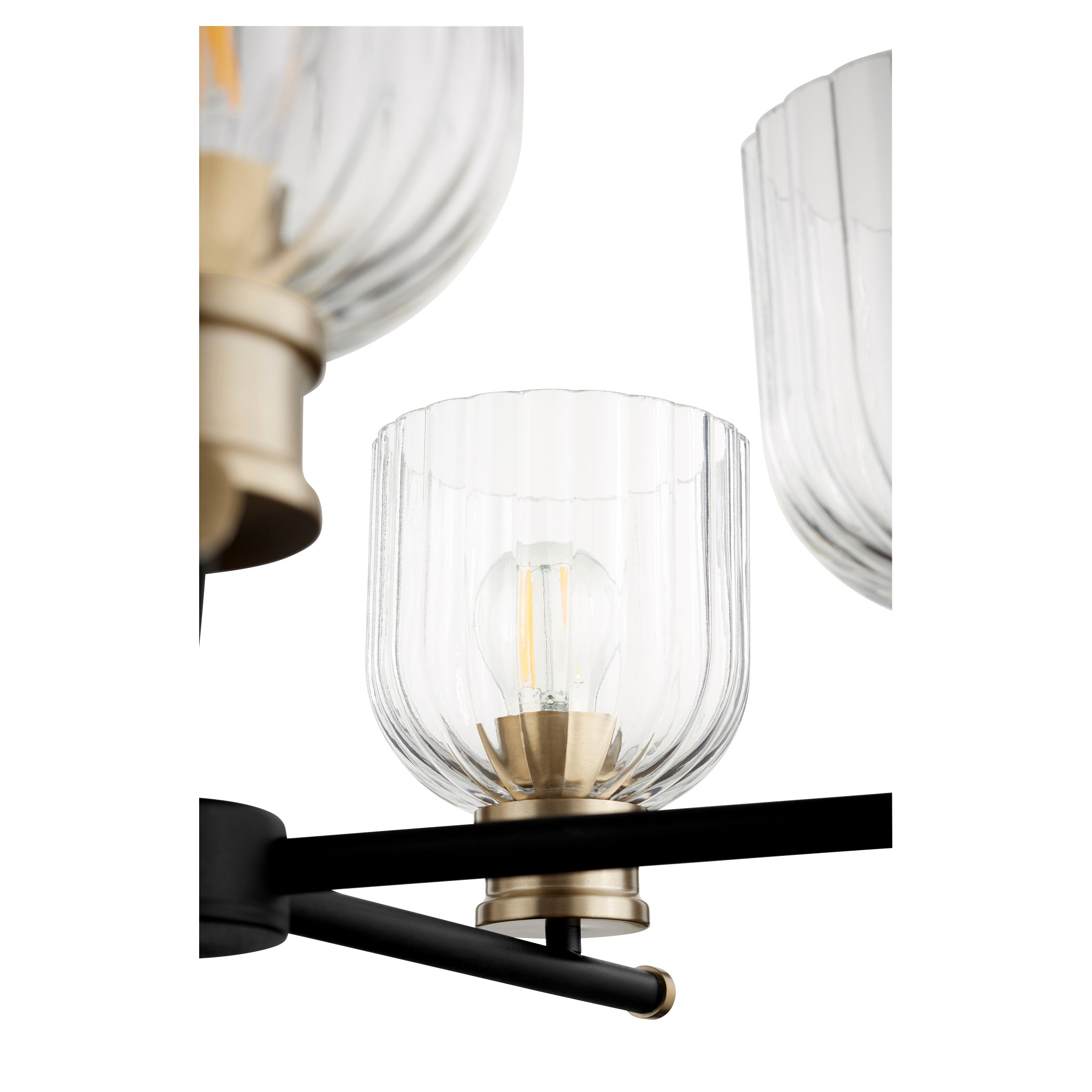 Quorum Monarch 610-5-6980 Chandelier - Textured Black W/ Aged Brass