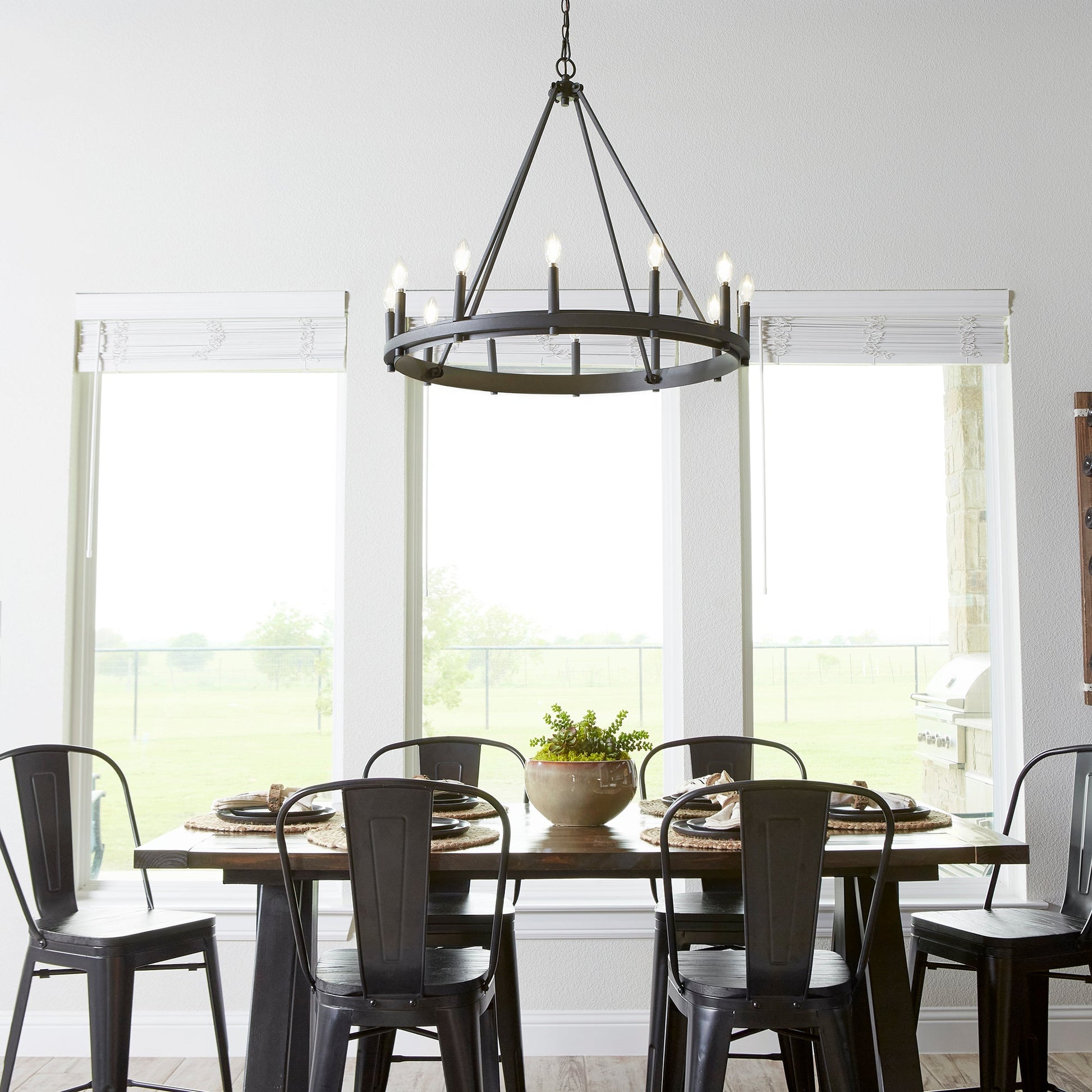 Quorum Aura 611-12-69 Chandelier - Textured Black
