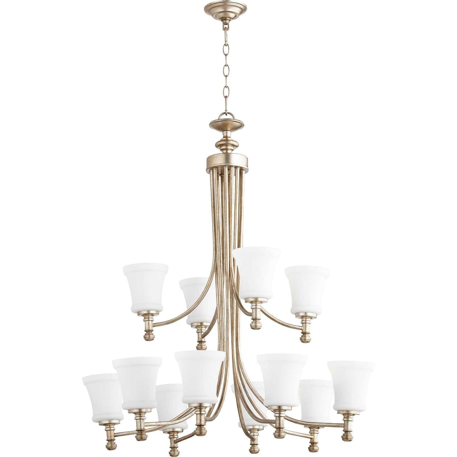 Quorum Rossington 6122-12-60 Chandelier - Aged Silver Leaf