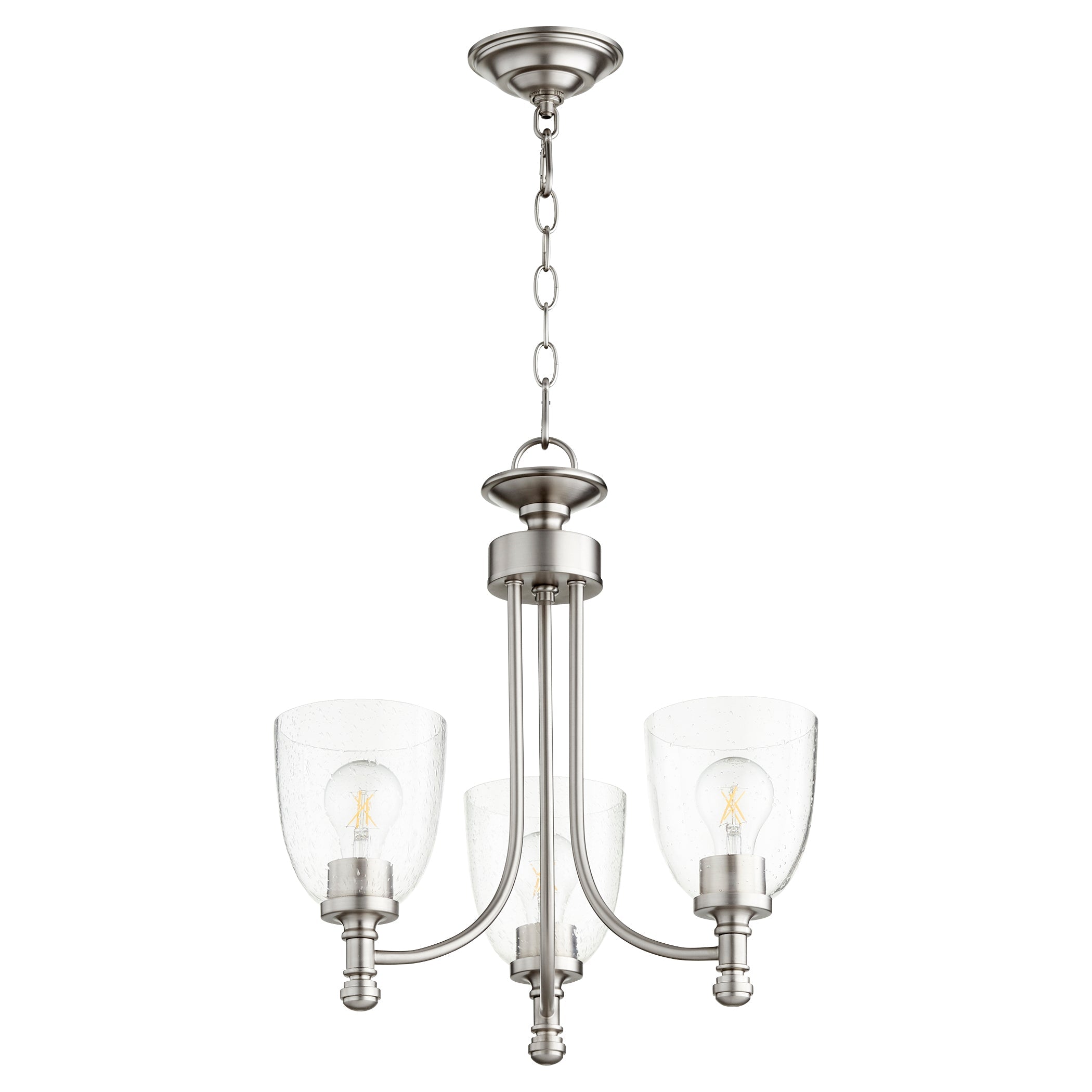 Quorum Rossington 6122-3-265 Chandelier - Satin Nickel W/ Clear/seeded