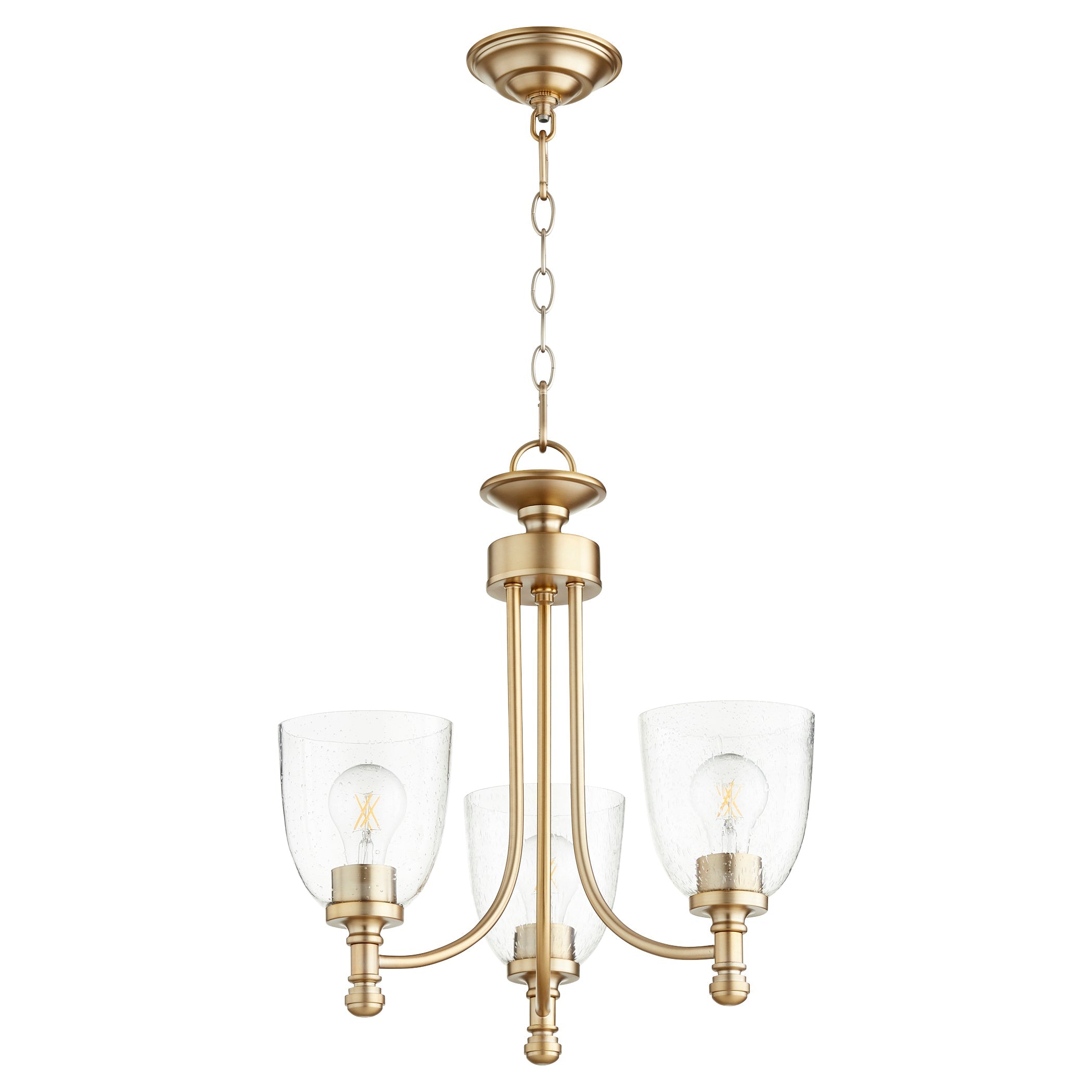 Quorum Rossington 6122-3-280 Chandelier - Aged Brass W/ Clear/seeded