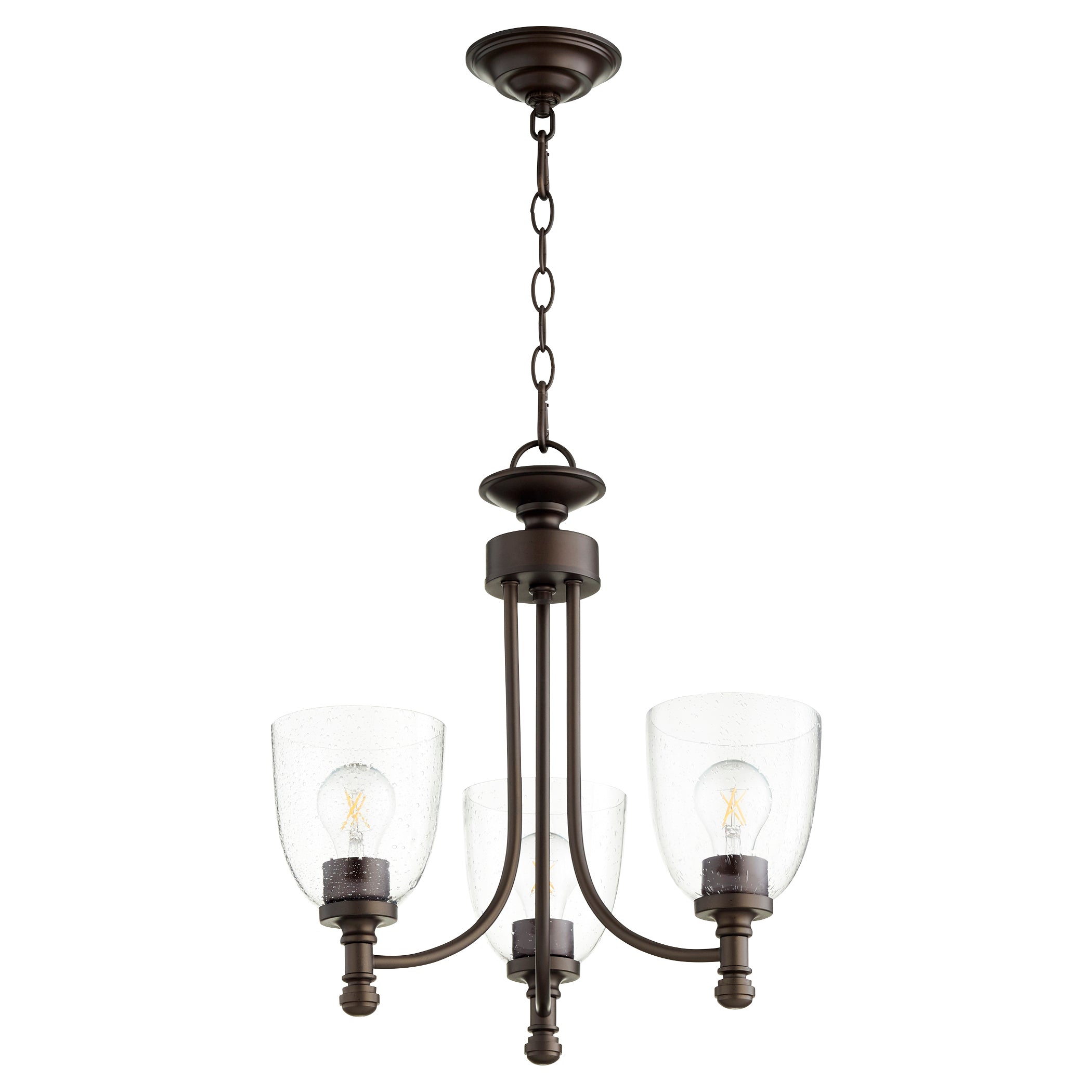 Quorum Rossington 6122-3-286 Chandelier - Oiled Bronze W/ Clear/seeded