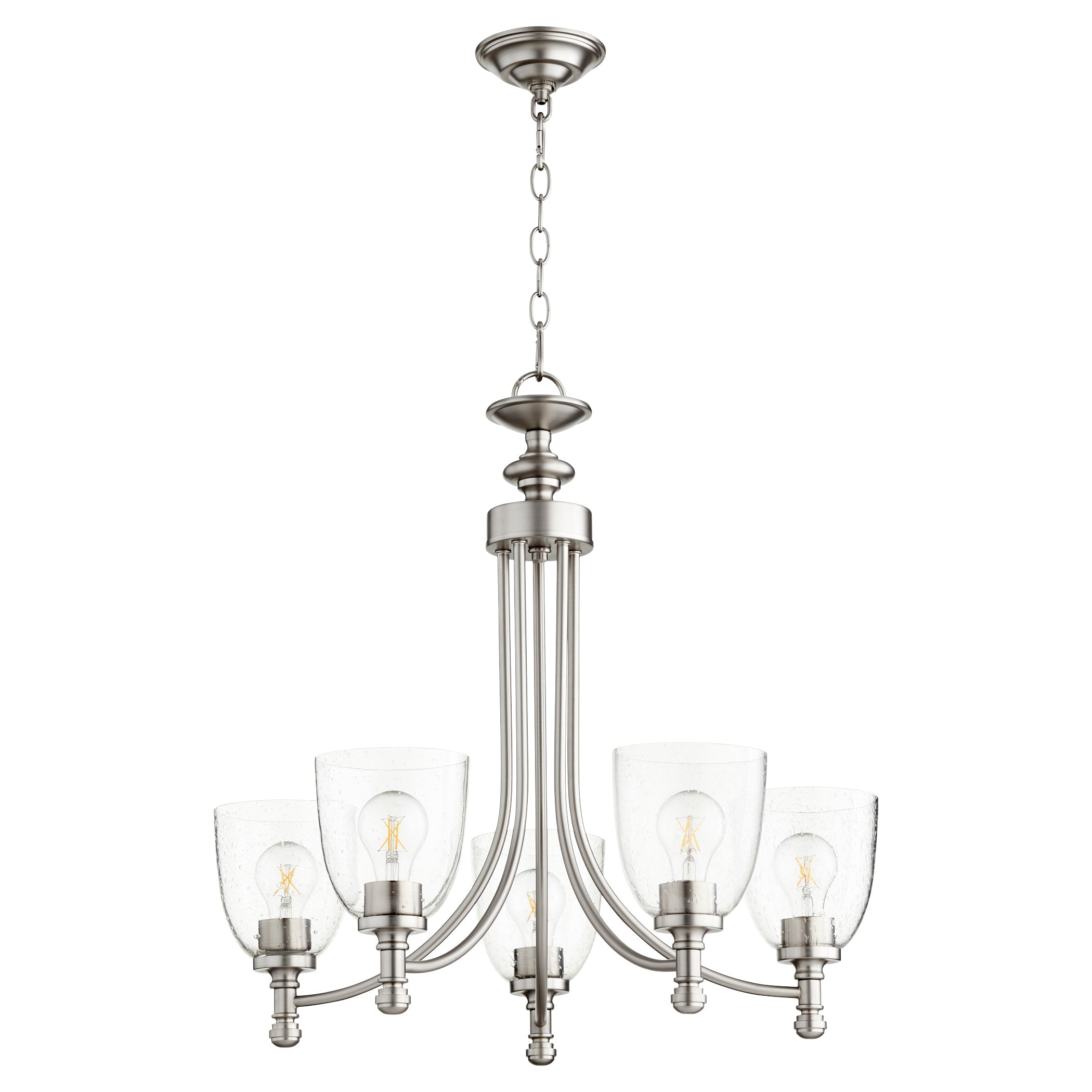 Quorum Rossington 6122-5-265 Chandelier - Satin Nickel W/ Clear/seeded