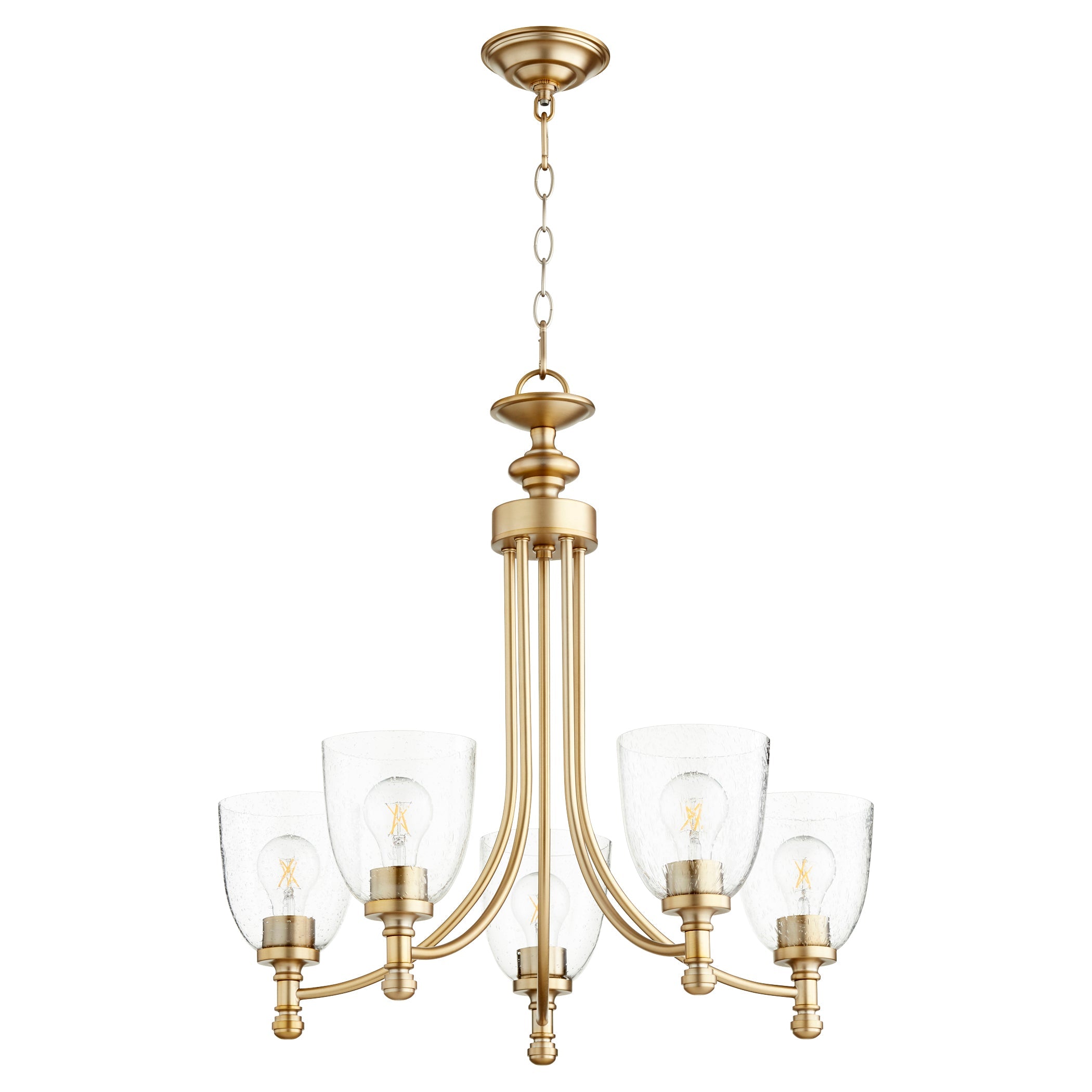 Quorum Rossington 6122-5-280 Chandelier - Aged Brass W/ Clear/seeded