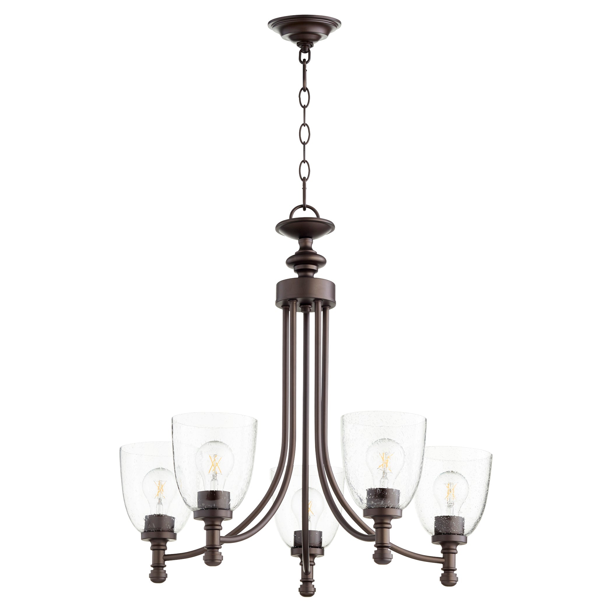 Quorum Rossington 6122-5-286 Chandelier - Oiled Bronze W/ Clear/seeded