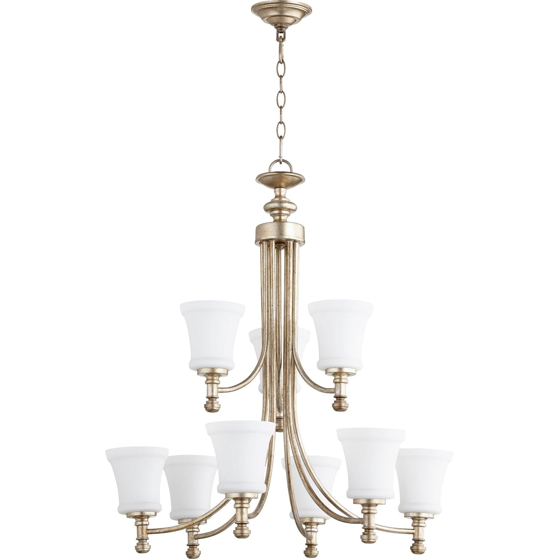 Quorum Rossington 6122-9-160 Chandelier - Aged Silver Leaf