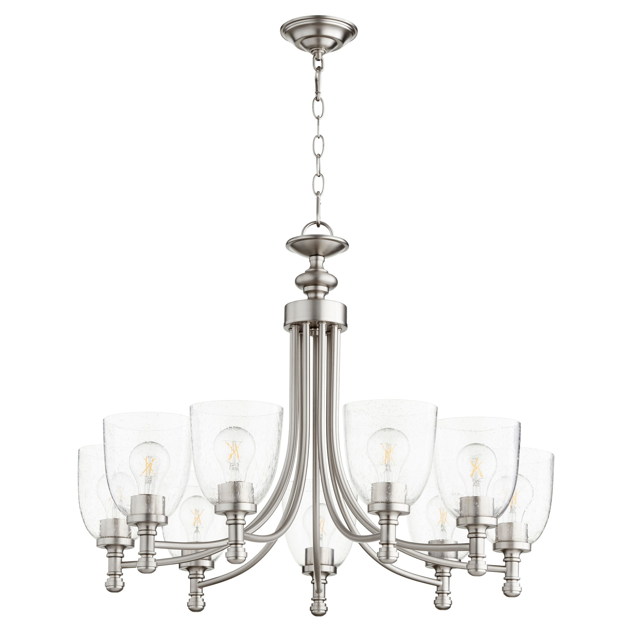 Quorum Rossington 6122-9-265 Chandelier - Satin Nickel W/ Clear/seeded