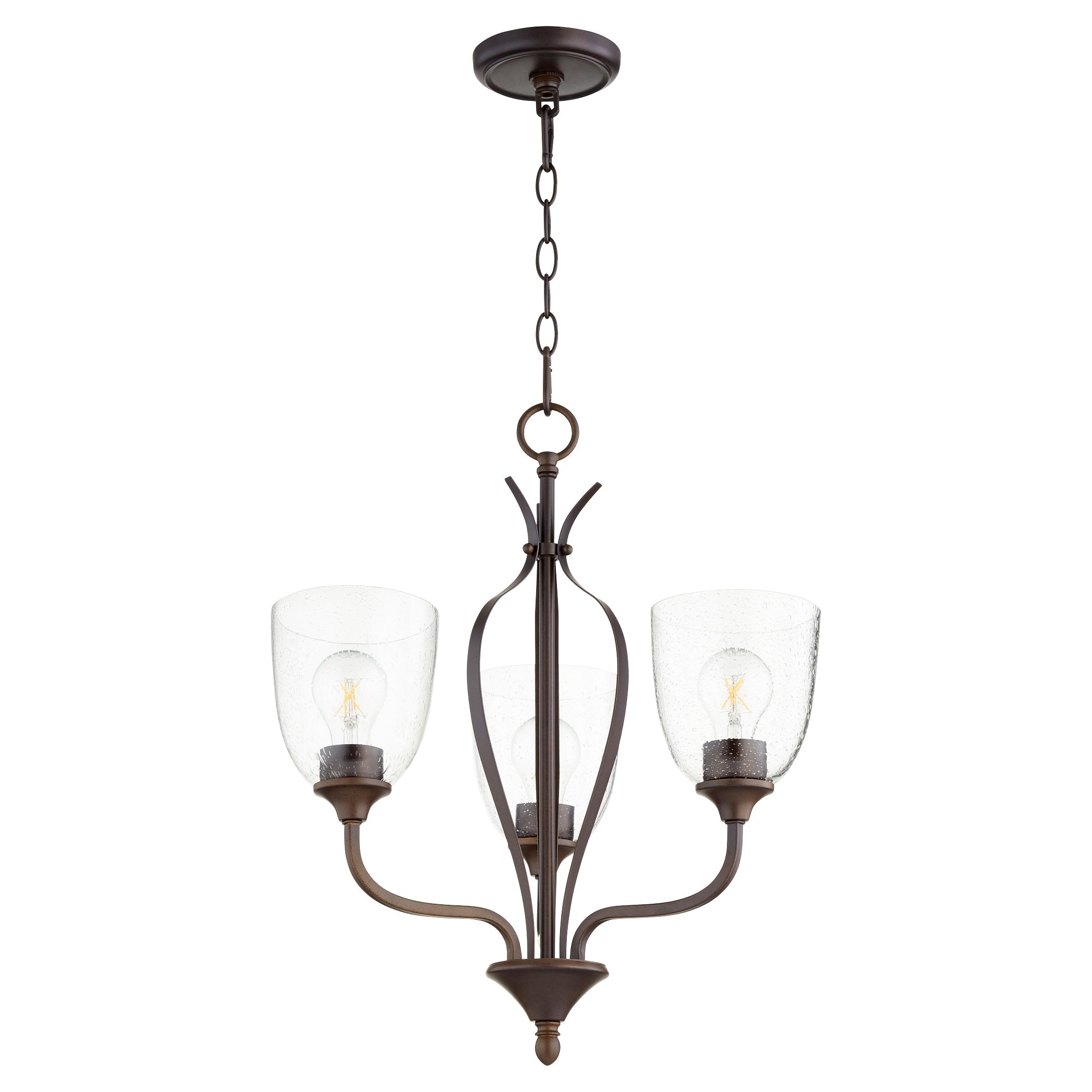 Quorum Jardin 6127-3-286 Chandelier - Oiled Bronze W/ Clear/seeded