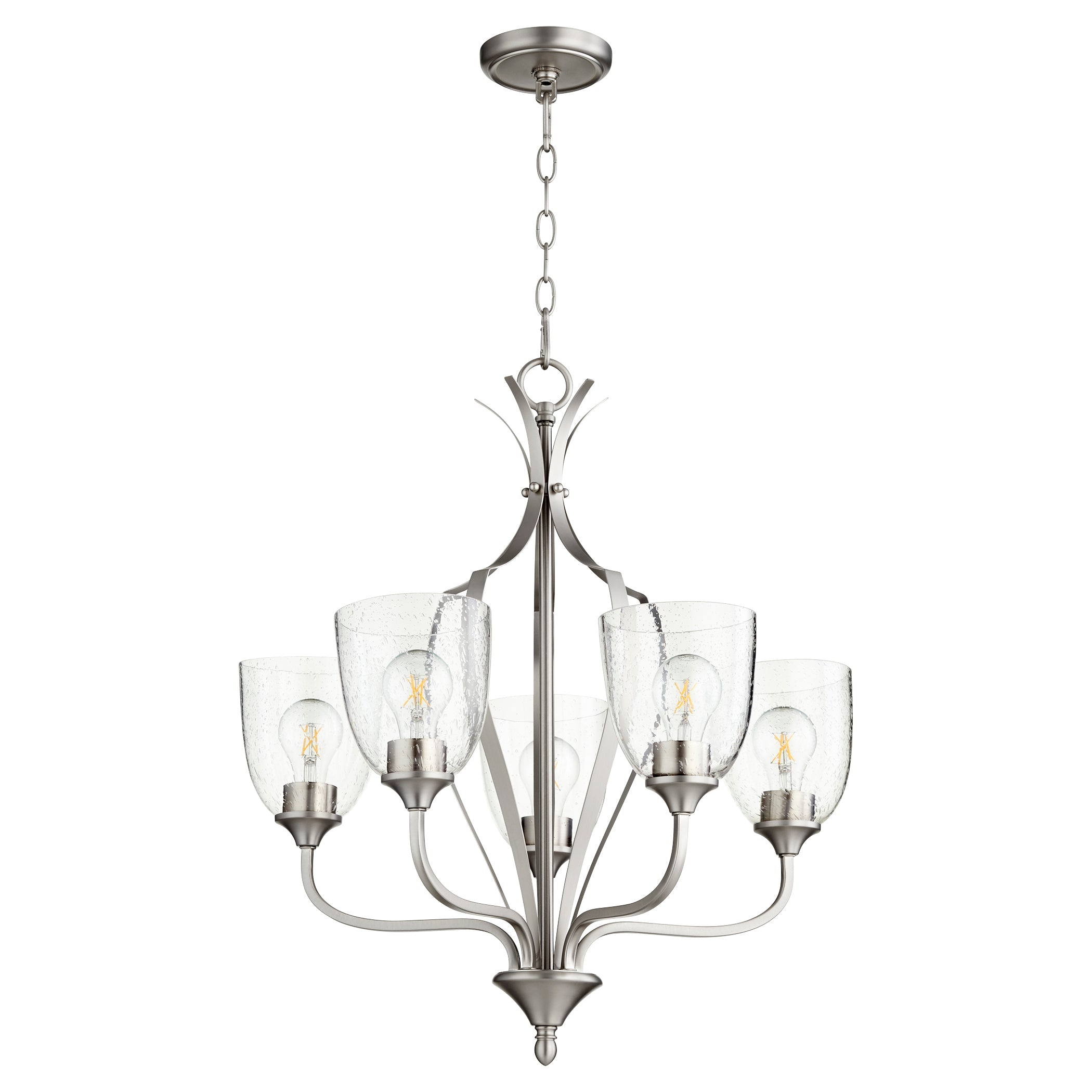 Quorum Jardin 6127-5-265 Chandelier - Satin Nickel W/ Clear/seeded