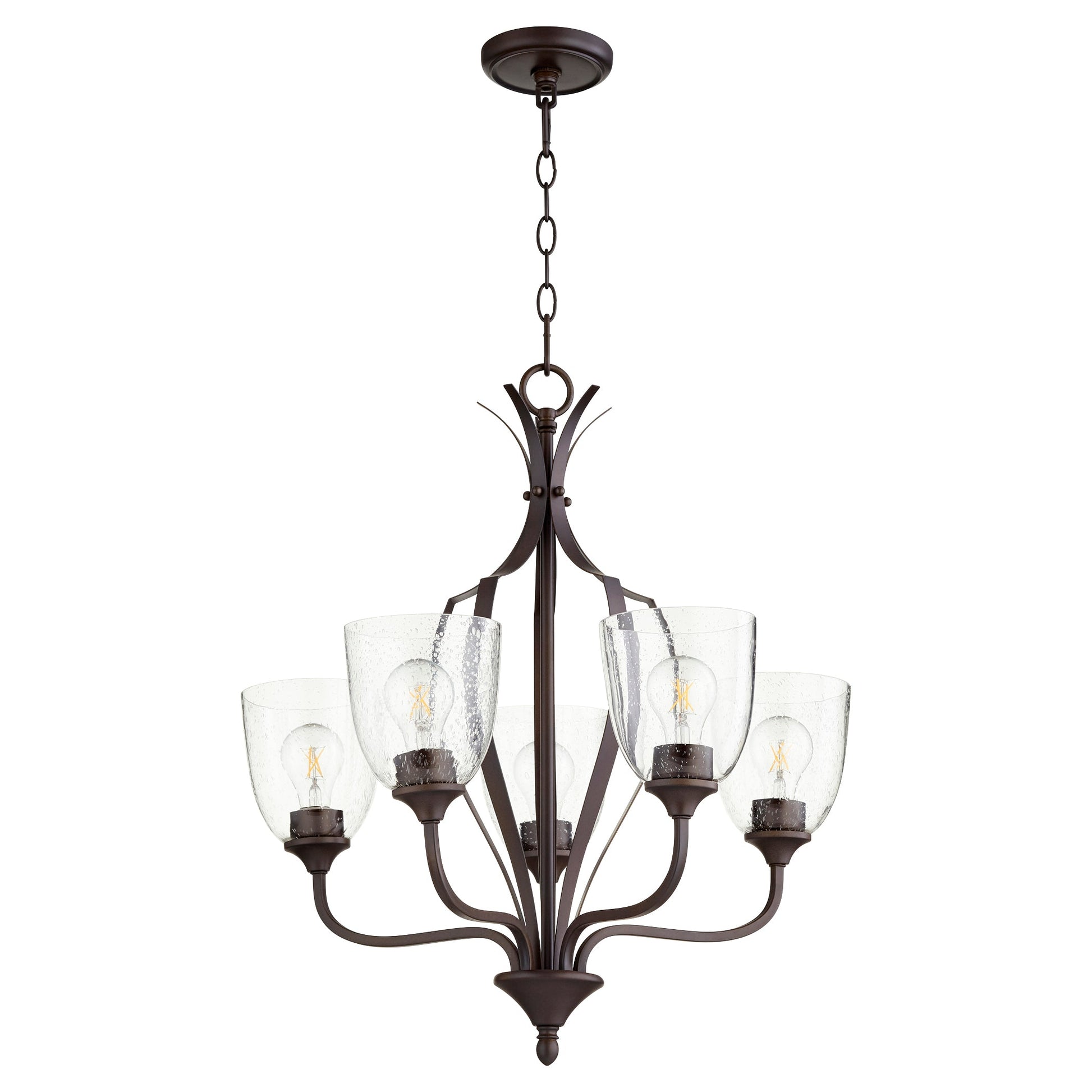 Quorum Jardin 6127-5-286 Chandelier - Oiled Bronze W/ Clear/seeded