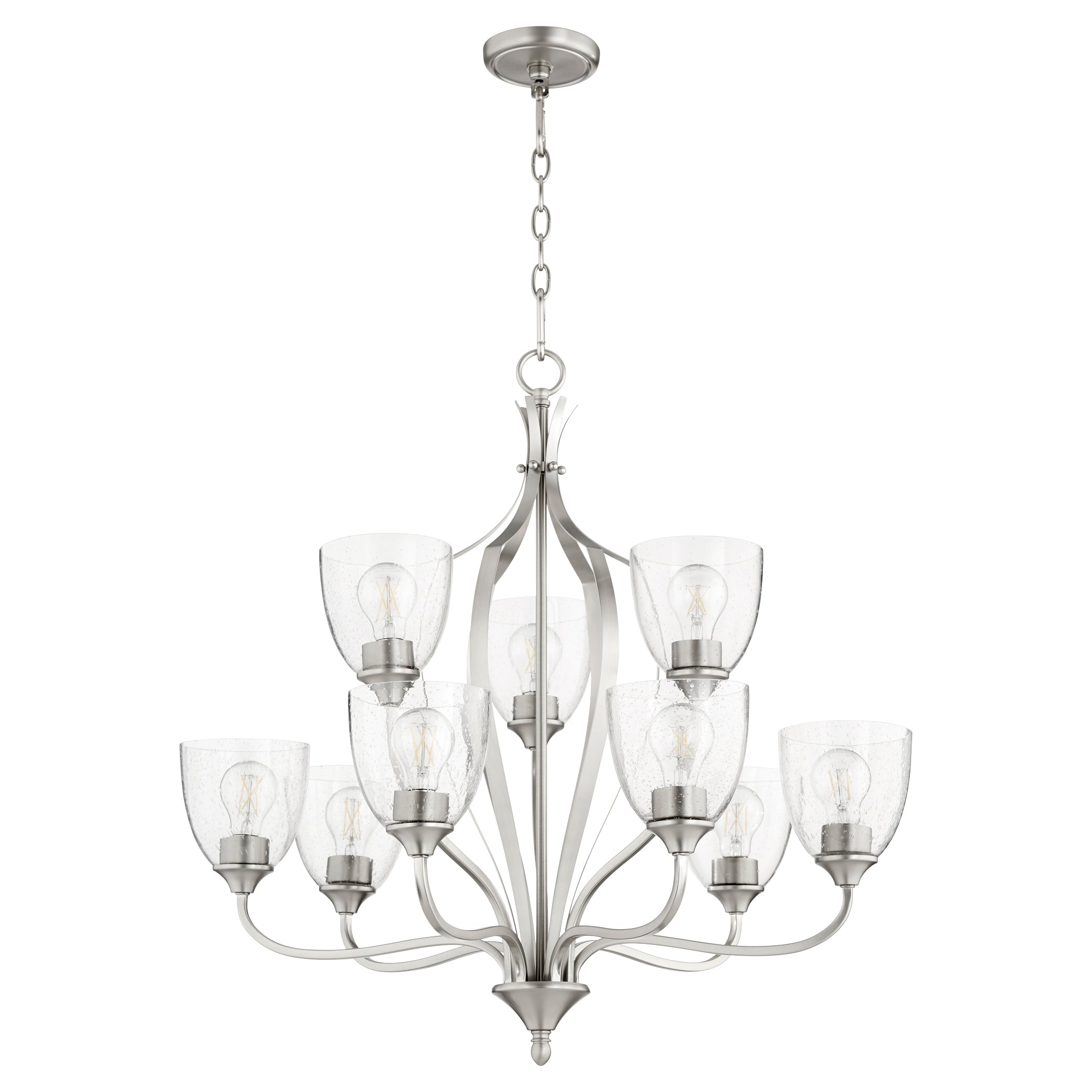 Quorum Jardin 6127-9-265 Chandelier - Satin Nickel W/ Clear/seeded