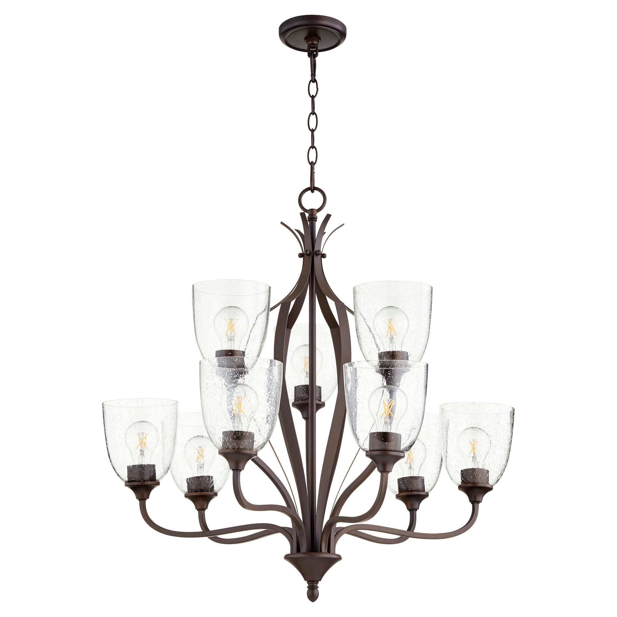 Quorum Jardin 6127-9-286 Chandelier - Oiled Bronze W/ Clear/seeded