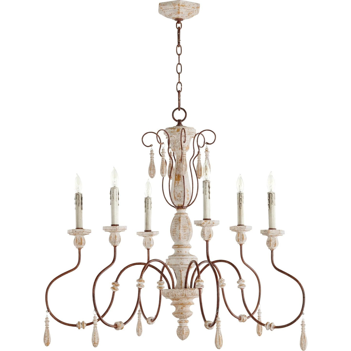 Quorum La Maison 6152-6-156 Chandelier - Manchester Grey W/ Rust Accents