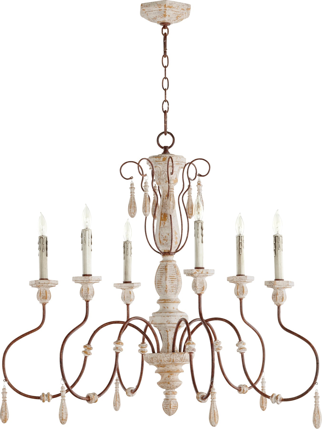 Quorum La Maison 6152-6-156 Chandelier - Manchester Grey W/ Rust Accents