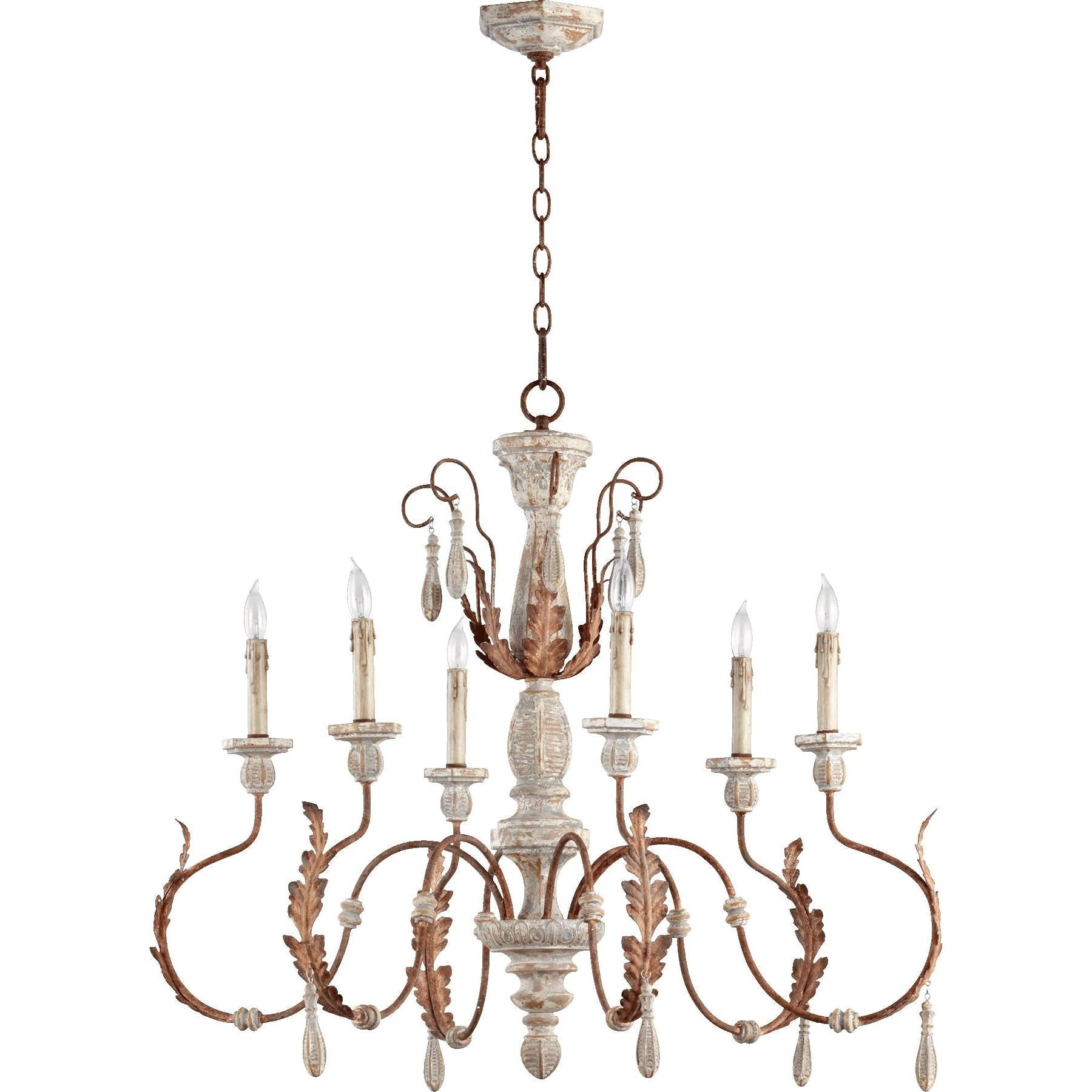 Quorum La Maison 6152-6-56 Chandelier - Manchester Grey W/ Rust Accents