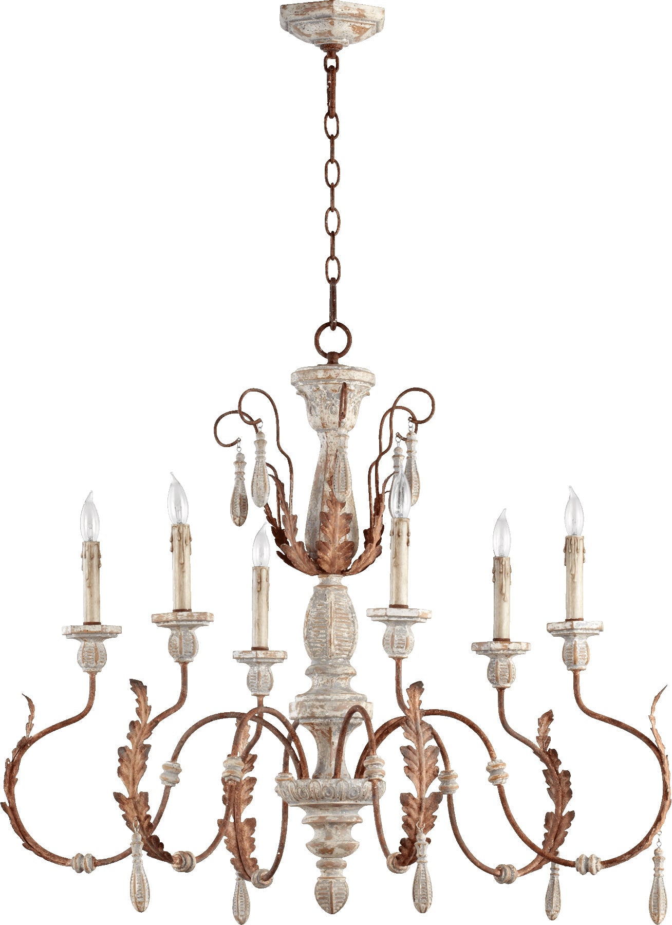 Quorum La Maison 6152-6-56 Chandelier - Manchester Grey W/ Rust Accents