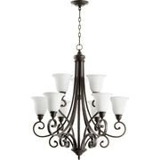 Quorum Bryant 6154-9-186 Chandelier - Oiled Bronze W/ Satin Opal