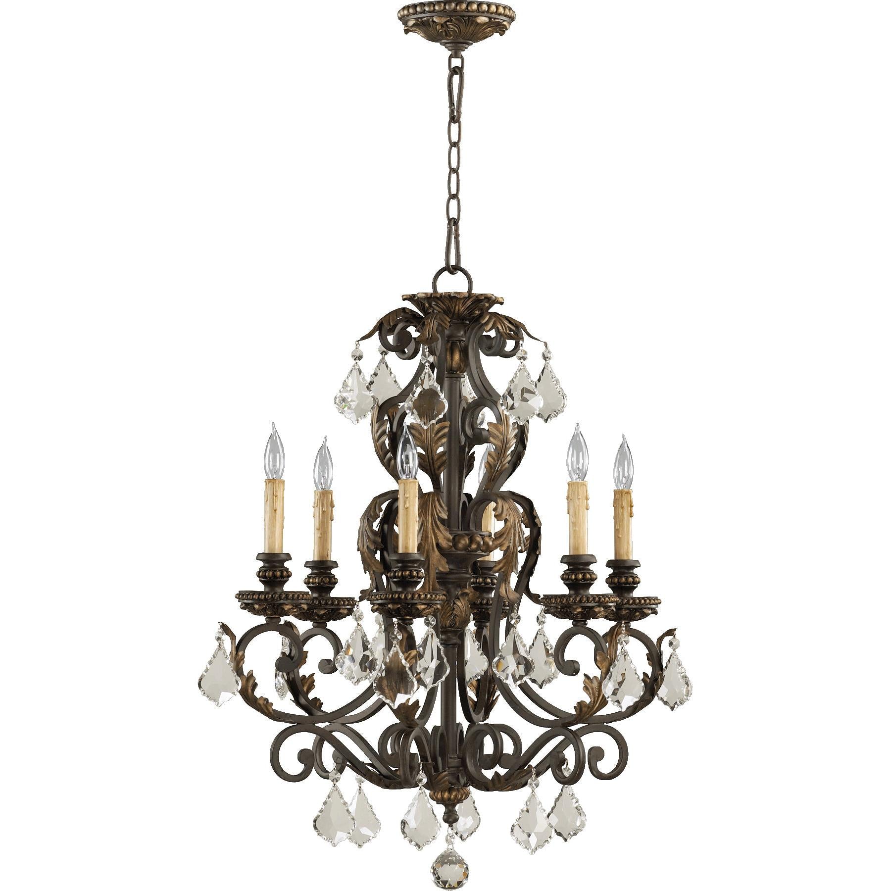 Quorum Rio Salado 6157-6-44 Chandelier - Toasted Sienna With Mystic Silver